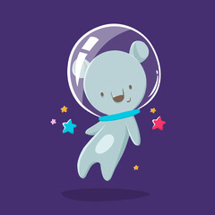 Cartoon cute animals astronaut mouse in space cosmos