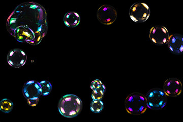 Soap bubbles isolated on a black background