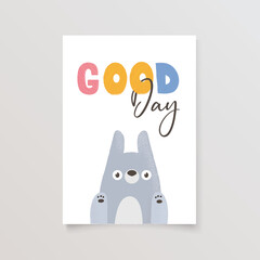 template postcard with cute dog and lettering