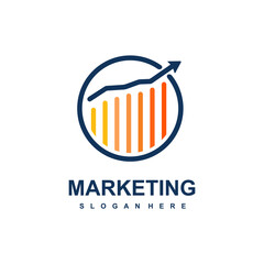 Marketing logo design. Business corporate internet symbol design template. Simple and clean flat design of marketing logo vector template.