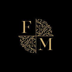 FM circle floral wedding logo initial logo design which is good for branding