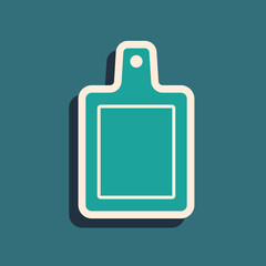 Obraz premium Green Cutting board icon isolated on green background. Chopping Board symbol. Long shadow style. Vector