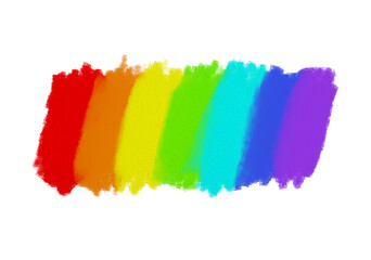 Rainbow strokes of artistic painting isolated transparency background.