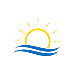 sun and sea symbol. sun icon vector logo template