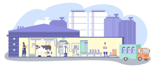 Obraz premium Milk Factory Flat Composition