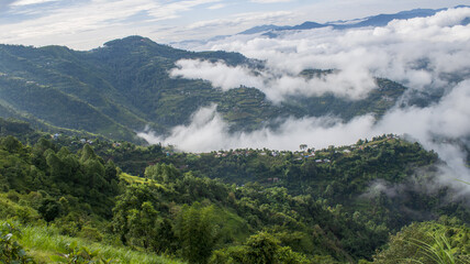 Jeemi Village which is near to birbas town on the hill slope at 1,488 Mt, Himalayas, Nepal HDR processed.