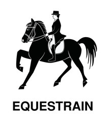 Line art vector of smart horse rider or equestrain drawing in black and white