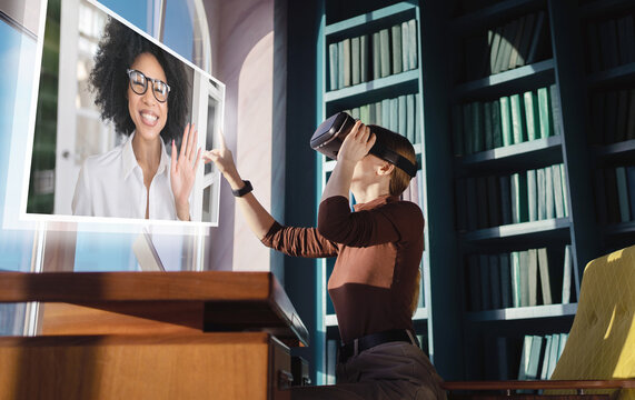 Video communication virtual reality chat online with a colleague