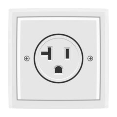 White single american electric socket, isolated, realistic illustration.