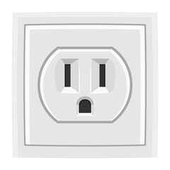 White single american electric socket, isolated, realistic illustration.