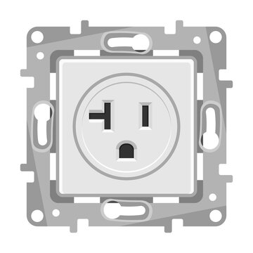 American electrical socket without frames, concealed installation.
Isolated, realistic illustration.