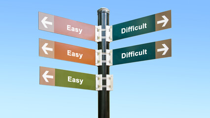 Fototapeta premium Street Sign to Easy versus Difficult
