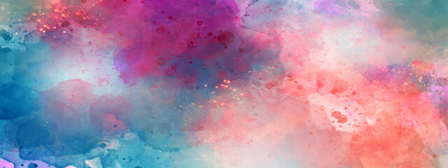 Hand-drawn bright pink gradient abstract watercolor splashed on the paper. Multicolor watercolor background for textures. Fantasy smooth light pink abstract watercolor painted background.