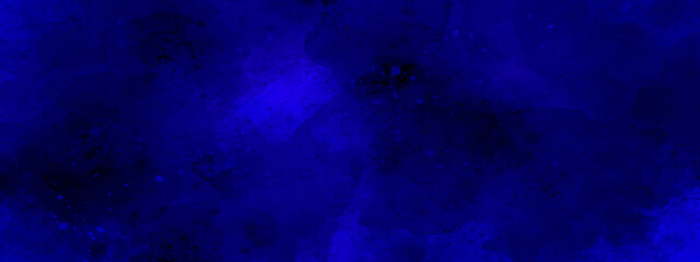 abstract blue grunge background with particles. Dark night sky watercolor background. Aquarelle paint paper texture stain element for design, greeting card, template. Deep blue color handmade vector.