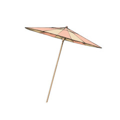 Sonnenschirm mit rosa Streifen von der Seite