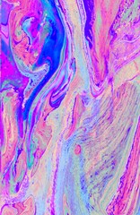 Background of lilac marble. Acrylic paint flows freely and creates an interesting pattern. The effect of natural marble. Background for the cover of a laptop, notebook.
