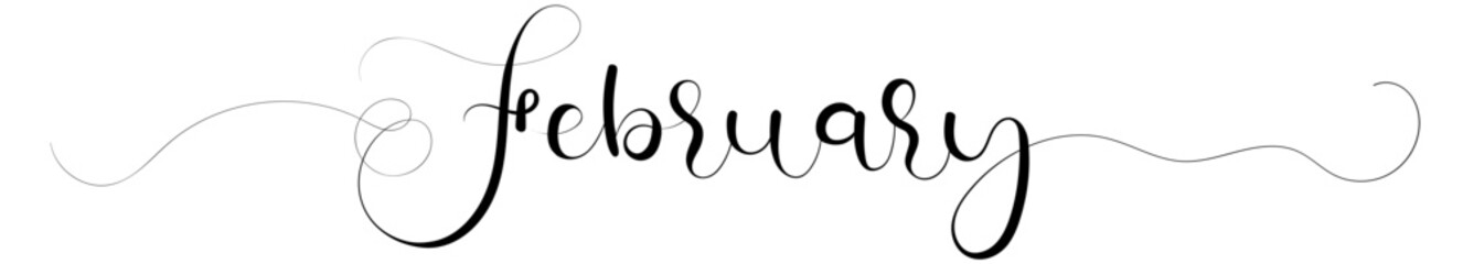 Hello FEBRUARY ornaments .  February month calendar vector with ornaments. Illustration month February calendar