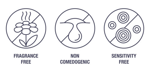 Fragrance, Comedogenic and Sensitivity free icons