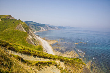 the coast of zumaia with the geologically unique flysch stratification