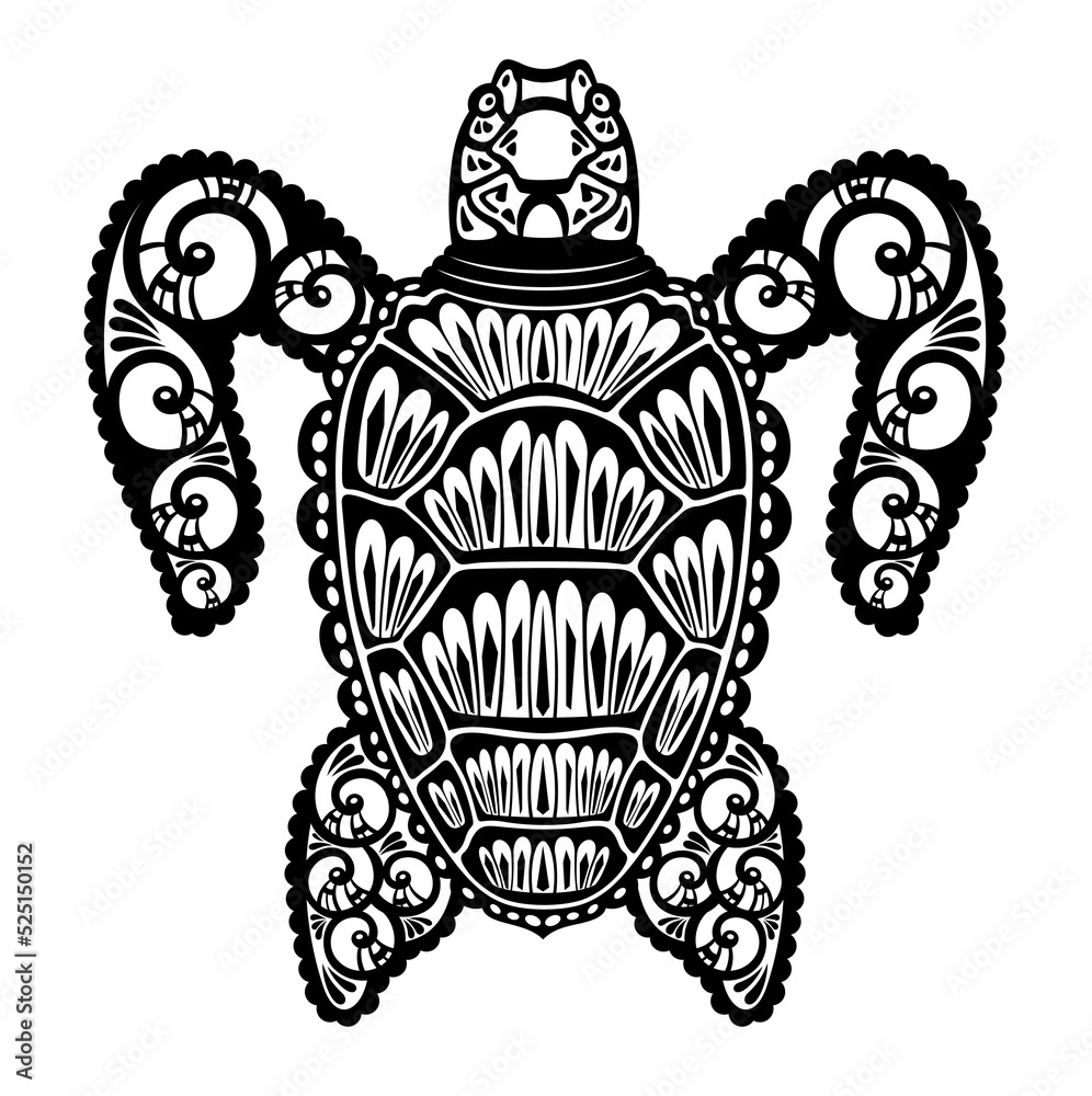 Poster vector black silhouette of a turtle isolated on a white background