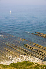 the coast of zumaia with the geologically unique flysch stratification