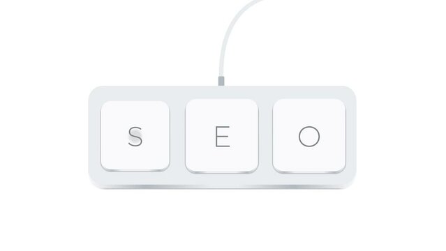 Seo word written with computer buttons over white background