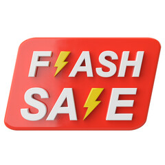 Flash sale. Sale banner decoration. 3D illustration.
