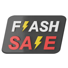 Flash sale. Sale banner decoration. 3D illustration.