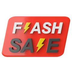 Flash sale. Sale banner decoration. 3D illustration.