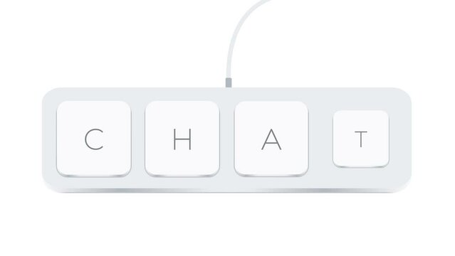 Chat word written with computer buttons over white background