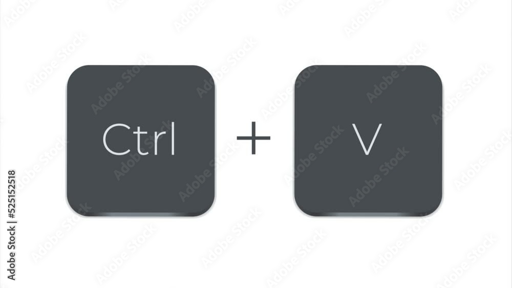 Aufkleber Keyboard Button, shortcut Ctrl V on white color and transparent background