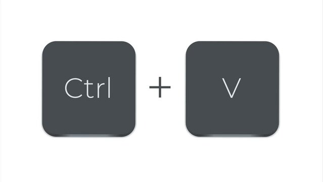 Keyboard Button, shortcut Ctrl V on white color and transparent background