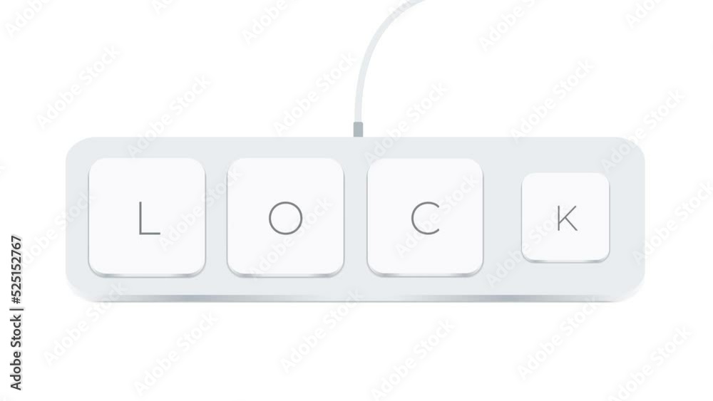 Poster Lock word written with computer buttons over white background