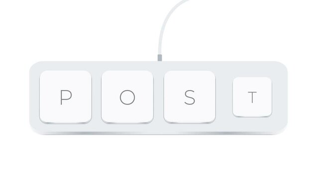 Post word written with computer buttons over white background