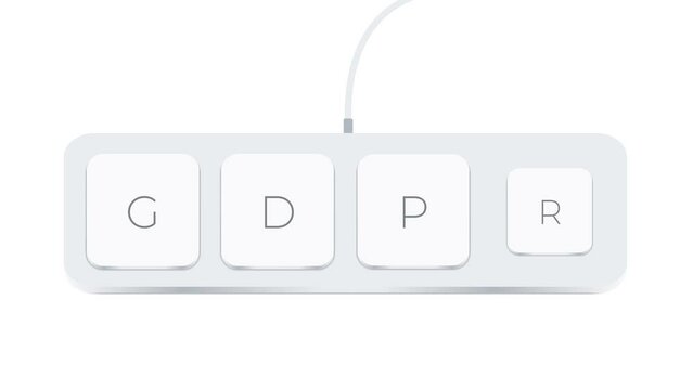 Gdpr word written with computer buttons over white background