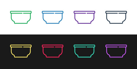 Set line Bowl icon isolated on black and white background. Vector