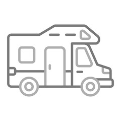 Camper Van Greyscale Line Icon
