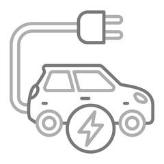 Electric Car Greyscale Line Icon