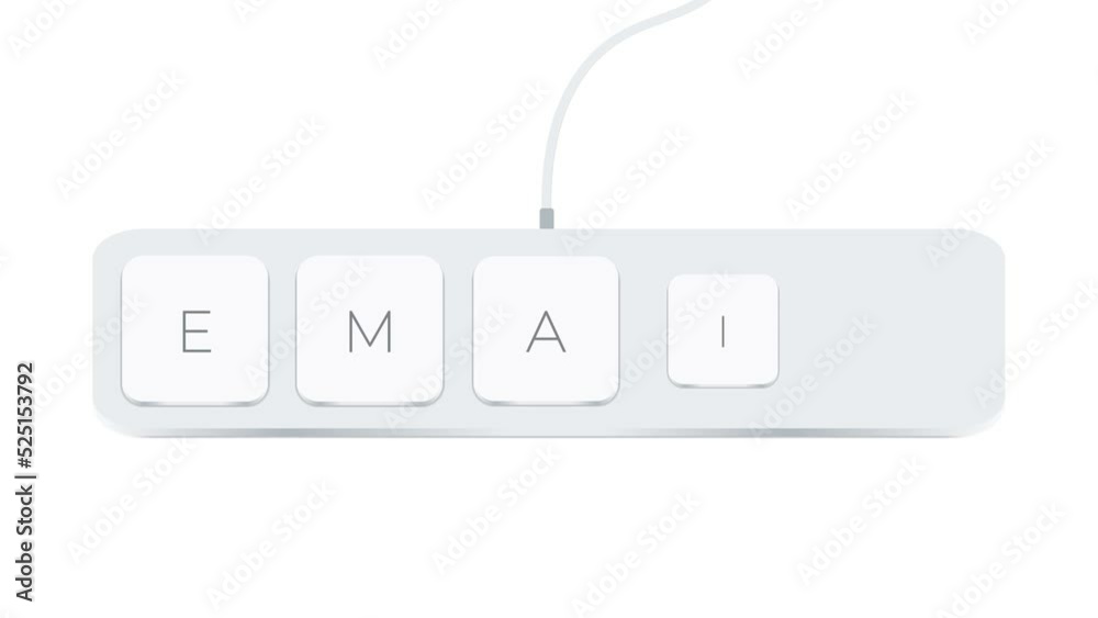 Poster Email word written with computer buttons over white background
