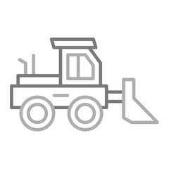 Bulldozer Greyscale Line Icon