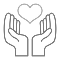 Hand With Heart Greyscale Line Icon