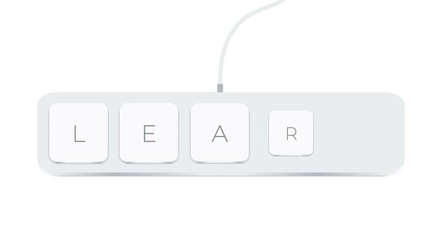 Learn word written with computer buttons over white background