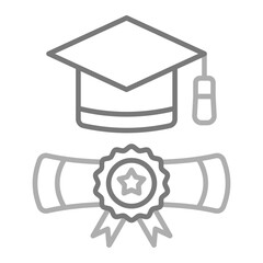 Graduate Greyscale Line Icon