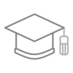 Graduation Cap Greyscale Line Icon