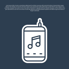 Blue line Music player icon isolated on blue background. Portable music device. Vector