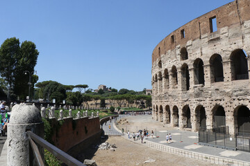 Fototapeta premium Exterior of the Colosseum, originally known as the Flavian Amphitheater. Rome Italy