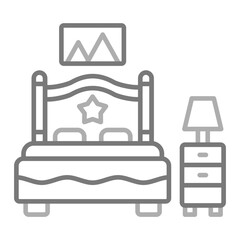 Bedroom Greyscale Line Icon