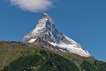 View of the amazing Matterhorn Mountain at the Wallis near Zermatt, Switzerland 