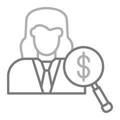 Female Auditor Greyscale Line Icon