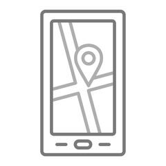 Mobile Map Greyscale Line Icon